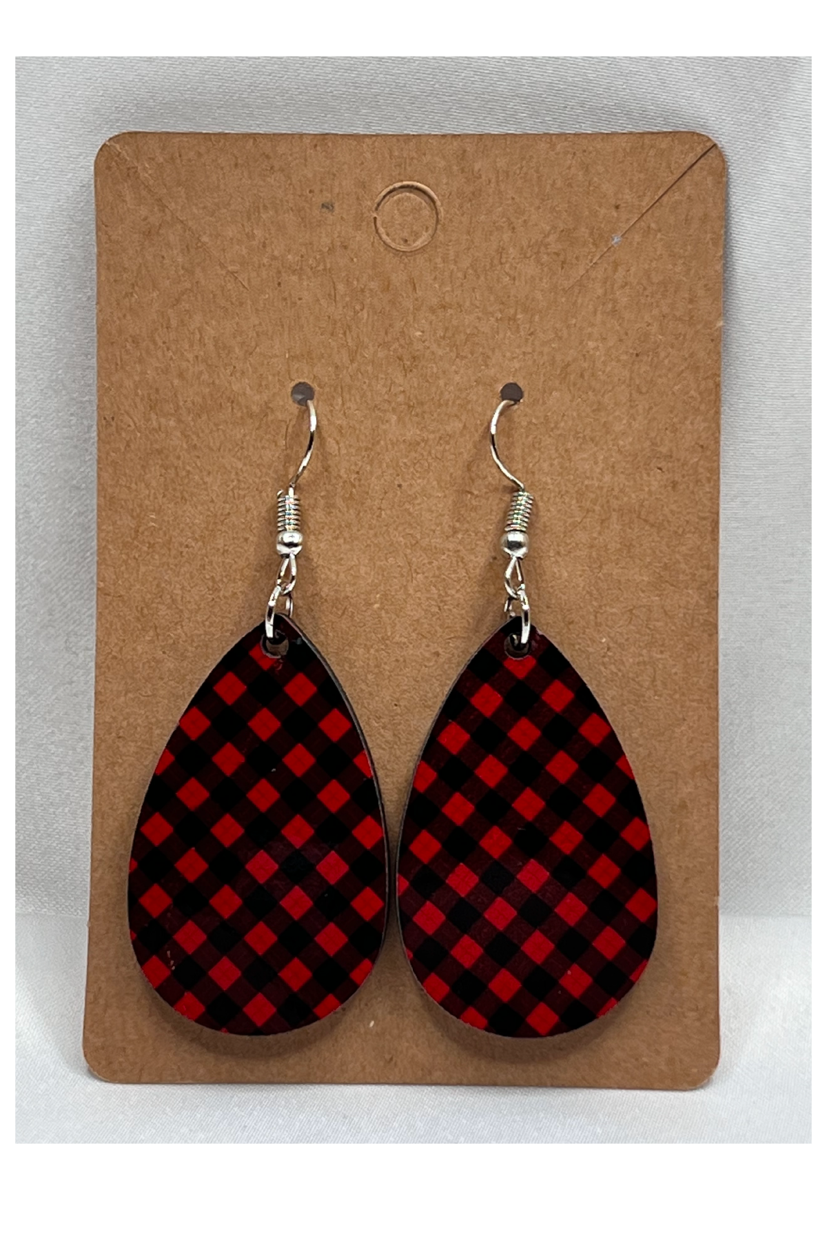 Red and Black Plaid Earring
