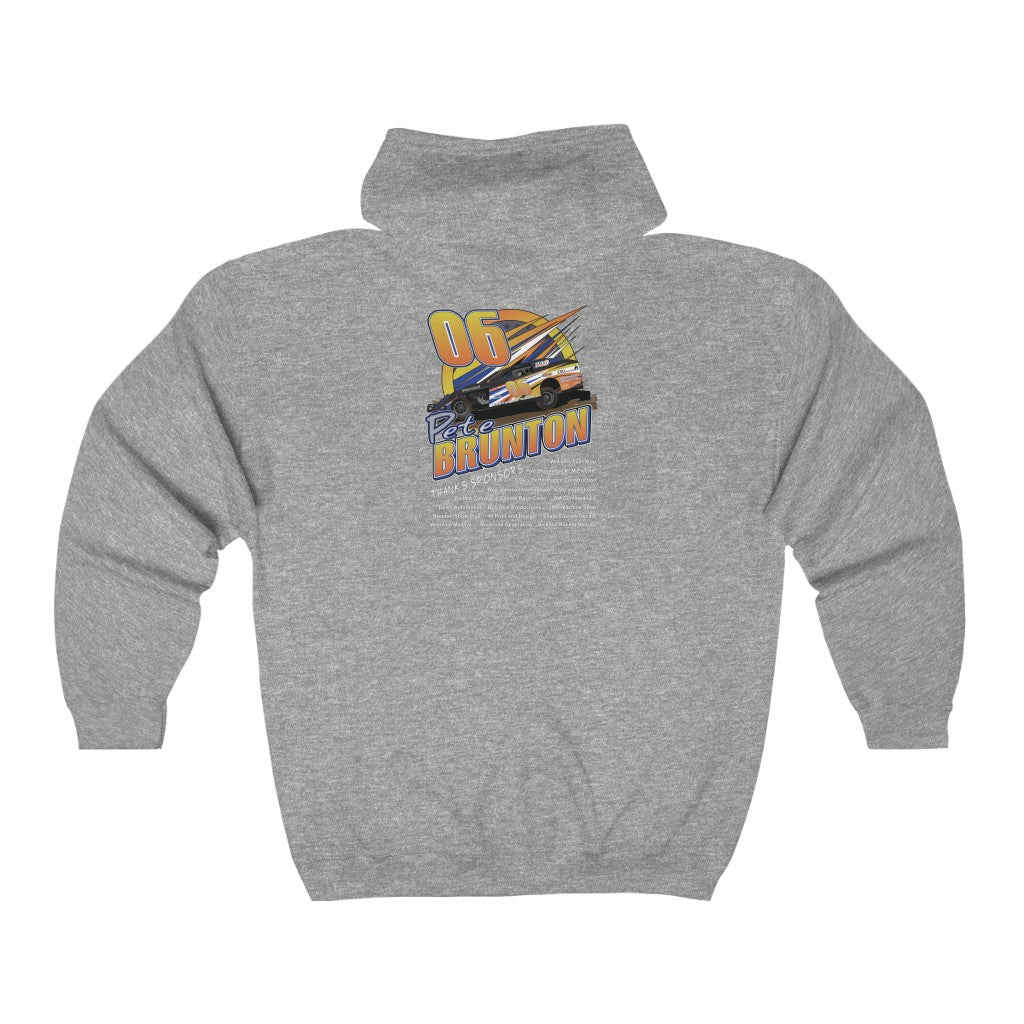 Pete Brunton 2020 Full Zip Hooded Sweatshirt - Red Bomb Graphics - Custom Dirt Racing Shirts