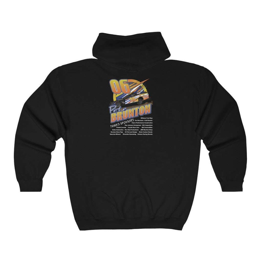 Pete Brunton 2020 Full Zip Hooded Sweatshirt - Red Bomb Graphics - Custom Dirt Racing Shirts