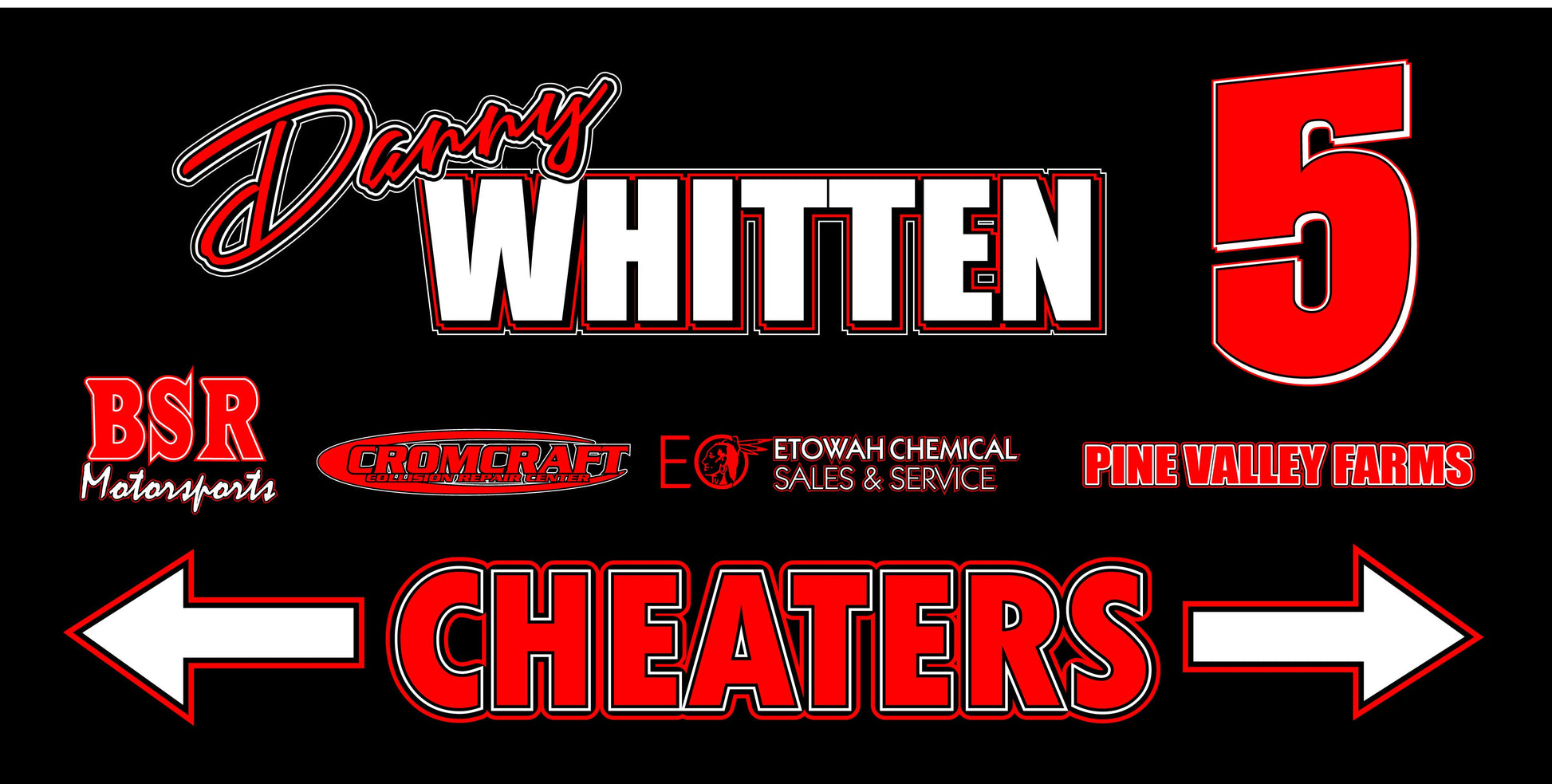 Danny Whitten Tail Banner - Red Bomb Graphics - Custom Dirt Racing Shirts