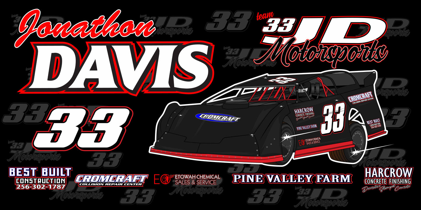 Jonathan Davis Tail Banner - Red Bomb Graphics - Custom Dirt Racing Shirts