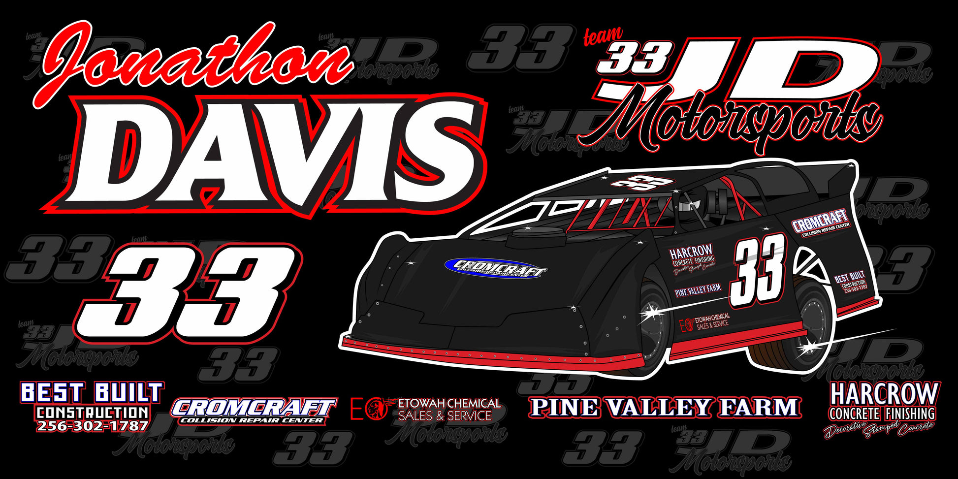 Jonathan Davis Tail Banner - Red Bomb Graphics - Custom Dirt Racing Shirts