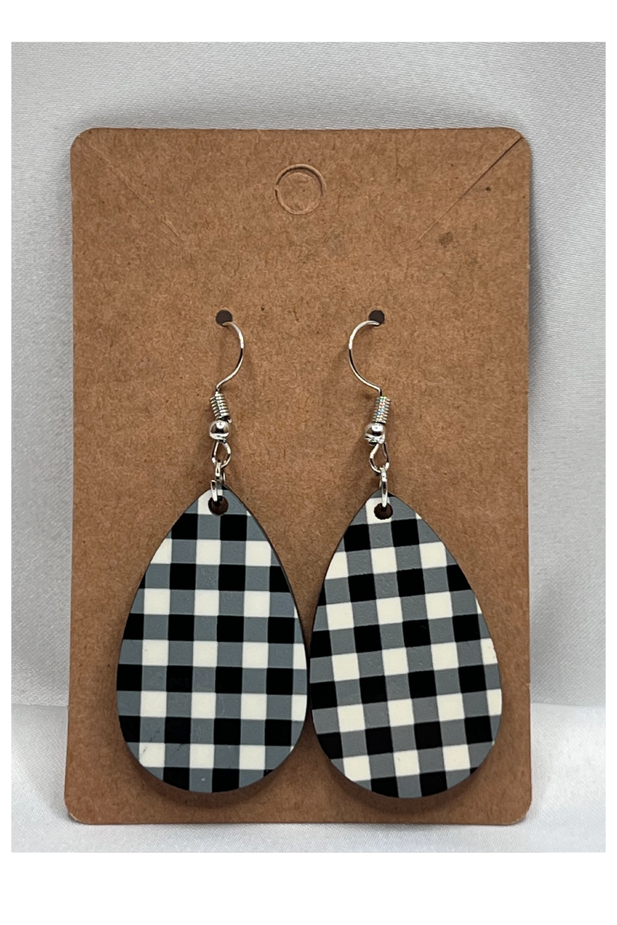 Black and White Plaid Earring