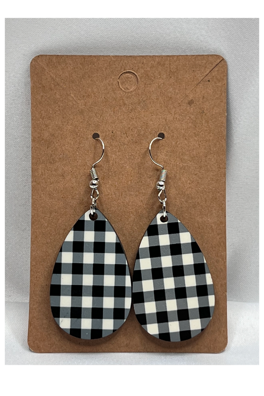 Black and White Plaid Earring