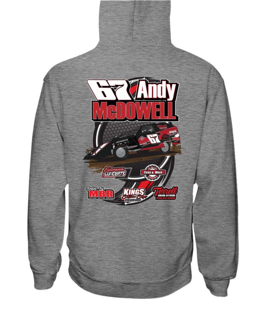 Andy McDowell 2020 Hoodie - Red Bomb Graphics - Custom Dirt Racing Shirts