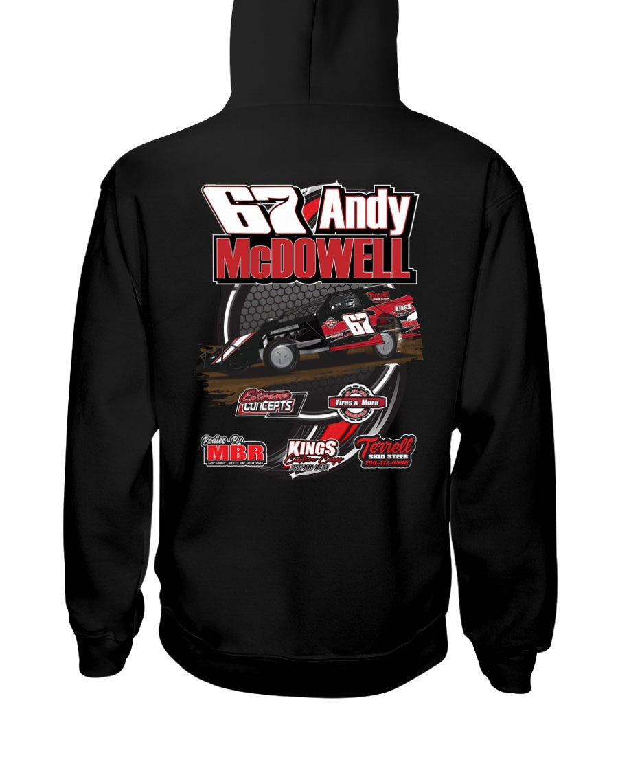 Andy McDowell 2020 Hoodie - Red Bomb Graphics - Custom Dirt Racing Shirts