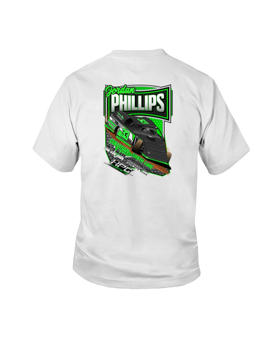 Jordan Phillips 2020 Youth - Red Bomb Graphics - Custom Dirt Racing Shirts