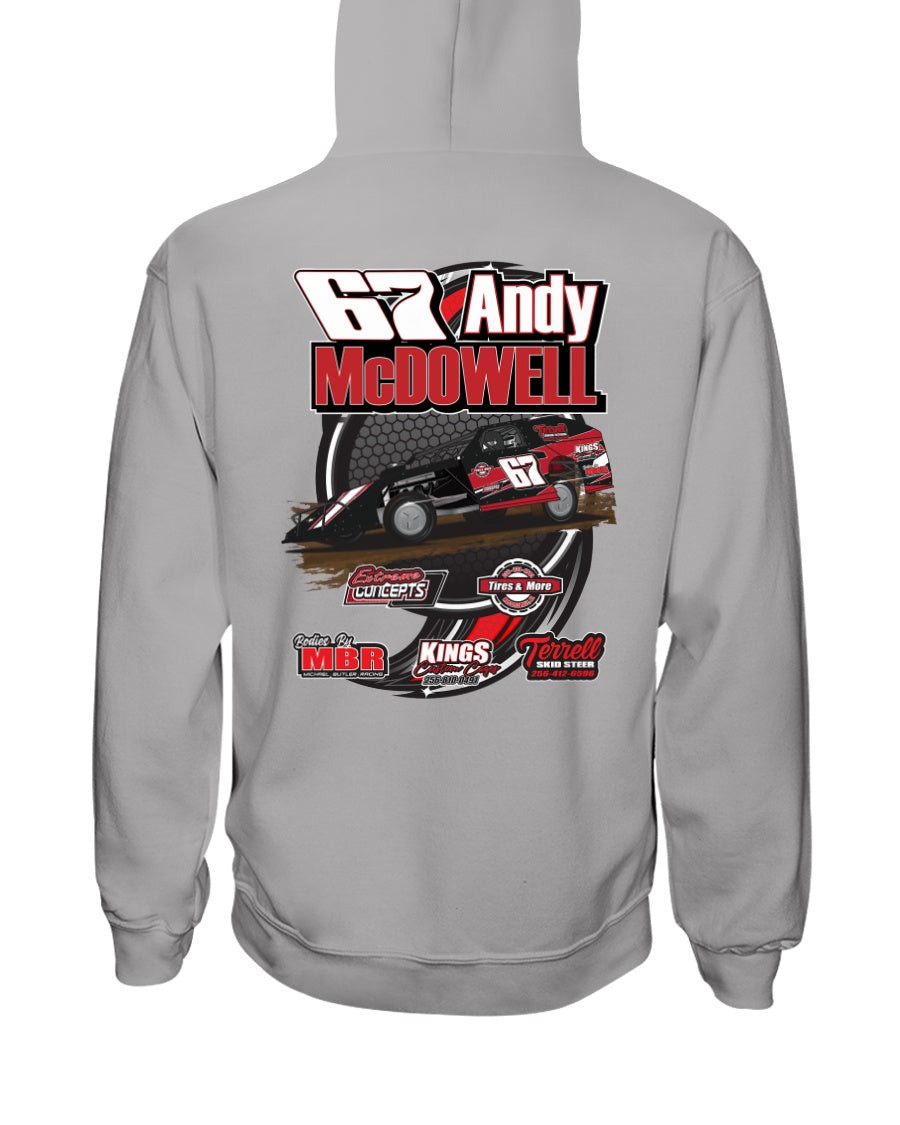 Andy McDowell 2020 Hoodie - Red Bomb Graphics - Custom Dirt Racing Shirts