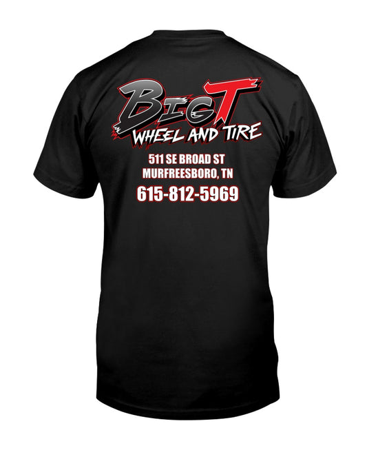 Big T Wheel and Tire - Red Bomb Graphics - Custom Dirt Racing Shirts