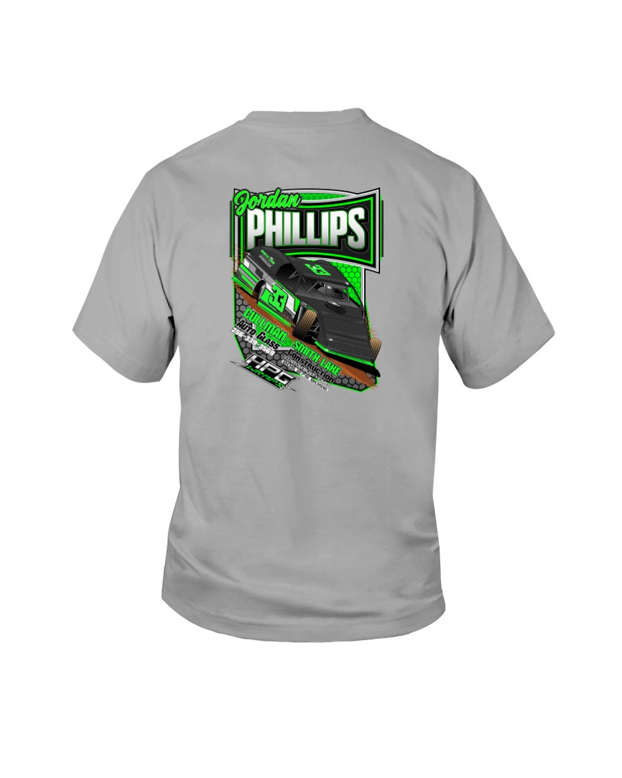 Jordan Phillips 2020 Youth - Red Bomb Graphics - Custom Dirt Racing Shirts