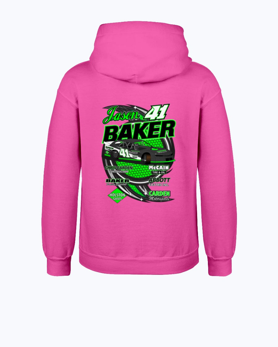 Jason Baker 2020 Youth Hoodie - Red Bomb Graphics - Custom Dirt Racing Shirts